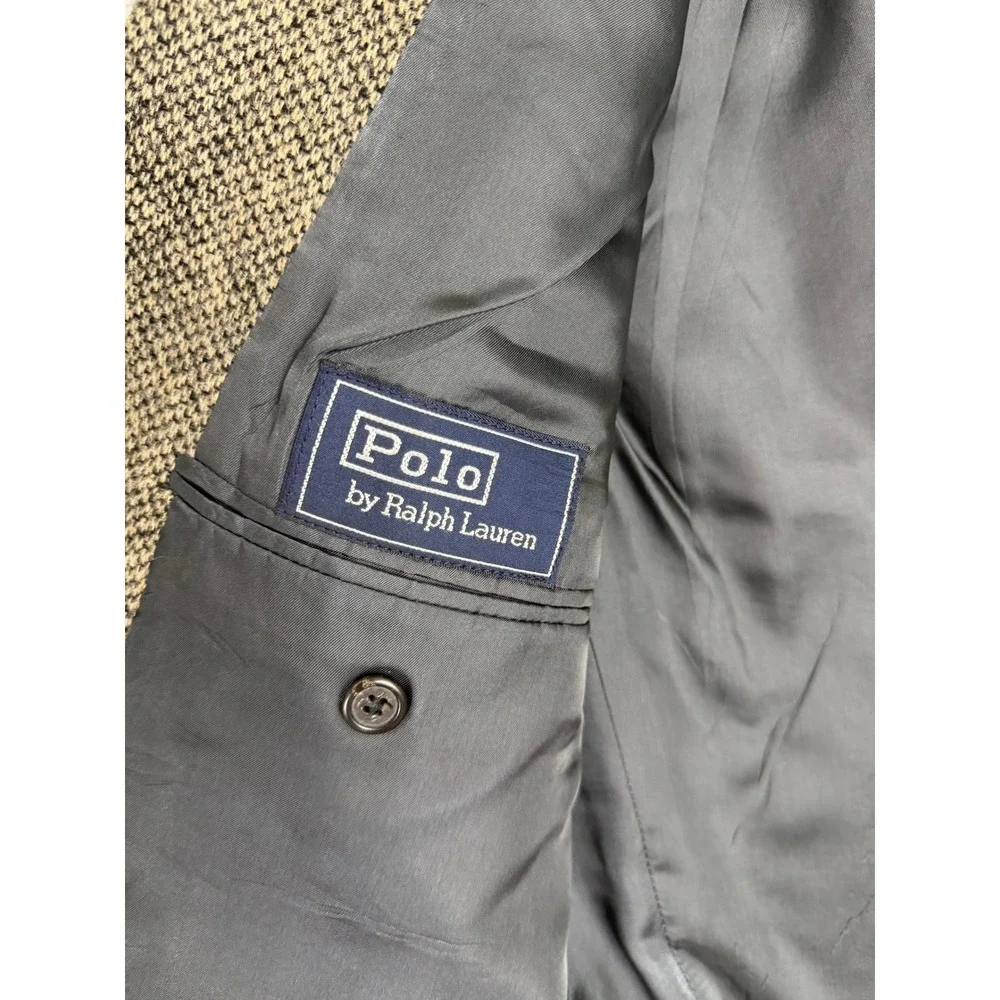 Vintage Polo Ralph Lauren Brown Tweed Wool Blazer Sport Coat Mens 44 USA Made